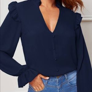 Blusa Mangas Largas Azul Marino